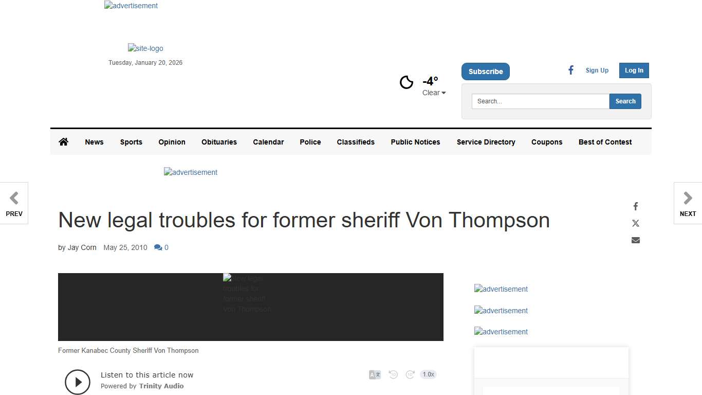 New legal troubles for former sheriff Von Thompson | | presspubs.com