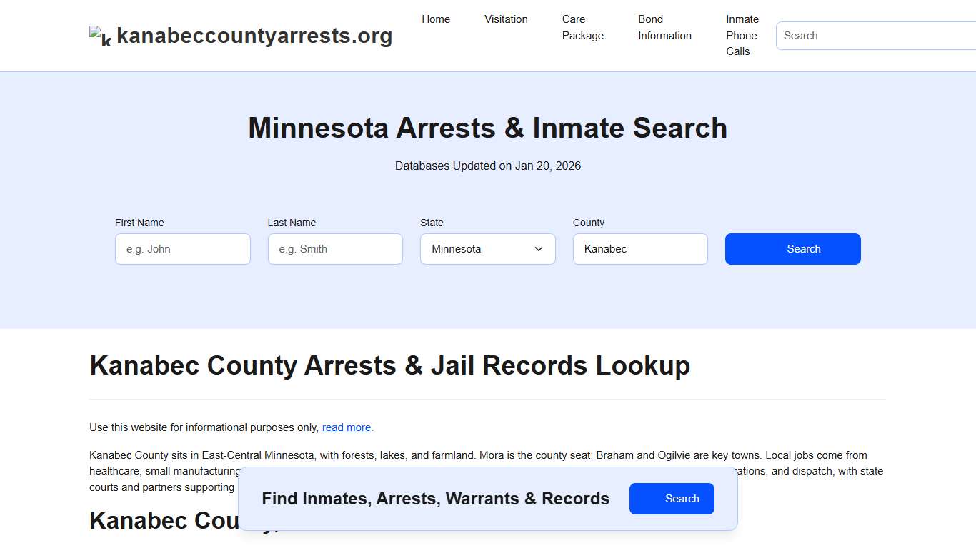 Kanabec County, MN Arrests, Warrants, Police Records Search